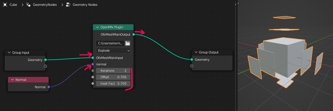 Wire node to the geometry and add a Normal input node